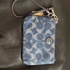 New with tags coach denim wristlet wallet